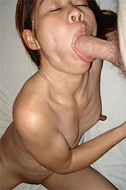 Horny Asian Girl Sucking On His Pecker