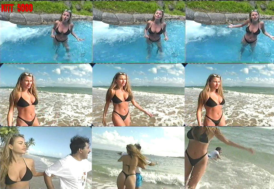 Busty Latina Celeb At Beach In Black Bikini