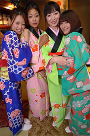Four Japanese Women In Their Kimono
