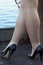 Heels And Stockings By The Pond