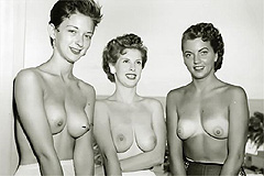 Three Young Vintage Women Showing Their Boobies